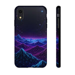 Retro Neon Mountains Phone Case | Vaporwave Galaxy Landscape