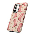 Pink Cowboy Boots phone case | Western pattern | Pastel stars