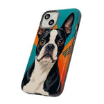 Boston Terrier Pop-Art Portrait Tough Phone Case - Teal Orange