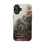 Autumn Temple Steps phone case | Japanese watercolor landscape cover