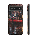 Red FD RX-7 Blossom Alley Tough Phone Case - Rain-Slicked Night