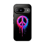 Glitch Peace Sign Phone Case, RGB Melt Digital Art Tough Cover, Gift