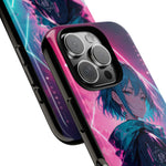 Anime Girl Phone Case Teal, Neon Kanji Calm Gradient Tough Cover