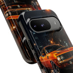 Orange Cuda Phone Case, Rainy City Night Muscle Car Tough Cover