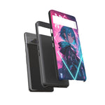 Anime Girl Phone Case Teal, Neon Kanji Calm Gradient Tough Cover