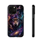Cosmic Wolf Phone Case, Galaxy Nebula Portrait Tough Cover, Gift