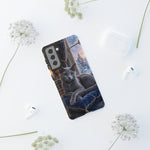 Regal Russian Blue Cat on Cushion Phone Case | Winter Castle Scene