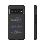 1970 Chevelle SS Phone Case Blue, Three-View Vector Tough Cover