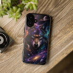 Cosmic Wolf Phone Case, Galaxy Nebula Portrait Tough Cover, Gift