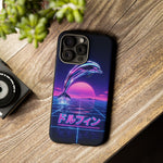 Neon Dolphin Retro Wave Tough Case | Vaporwave Japanese Text, 80s Synth Sunset