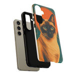 Siamese Cat Retro Halftone Portrait Case - Orange Teal Print