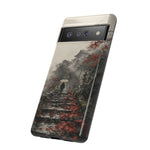 Autumn Temple Steps phone case | Japanese watercolor landscape cover