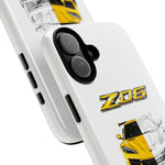 Z06 Corvette Phone Case, Yellow Sketch Reveal Chrome Cover