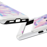 Pastel Cat Phone Case, Headphones Glitch Color Block Cover