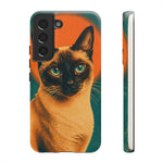 Siamese Cat Retro Halftone Portrait Case - Orange Teal Print