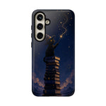 Starry Wizard Cat on Books phone case