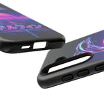 Neon Dolphin Retro Wave Tough Case | Vaporwave Japanese Text, 80s Synth Sunset