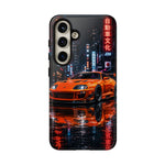 Orange Supra Phone Case, Neon City Night JDM Sports Car Tough Cover