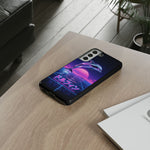 Neon Dolphin Retro Wave Tough Case | Vaporwave Japanese Text, 80s Synth Sunset