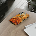 Yorkshire Terrier Jumping in Autumn Leaves Tough Case | Fall Dog Phone Cover