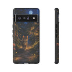 Moonlit Garden Cat Phone Case, Firefly Painterly Art Cover