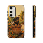 Rottweiler Puppy in Flower Pot Tough Case | Floral Dog Phone Cover