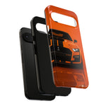Orange Mustang Art Phone Case, GT500 American Muscle Car Tough Cover for Male