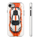Z06 C8 Phone Case, White Top-Down Painterly Stripe Cover