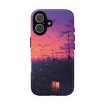 Anime City Rooftop Sunset Tough Phone Case Cover Gift Art