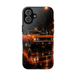 Orange Cuda Phone Case, Rainy City Night Muscle Car Tough Cover