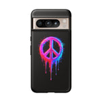 Glitch Peace Sign Phone Case, RGB Melt Digital Art Tough Cover, Gift