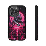 Chrome Lion Phone Case, Neon Grid Katakana Pride Tough Cover