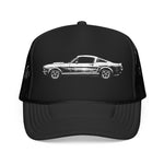 Vintage Mustang Sketch Foam Trucker Hat | Classic Car Outline, Retro Auto