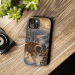 Saint Bernard Winter Rescue phone case | snowy mountain dog scene