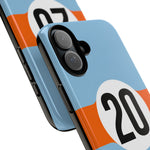 Copy of Blue Orange Number 20 Retro Racing Stripe Tough Phone Case Cover