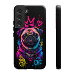 Pug Neon Graffiti Portrait Tough Phone Case - Dripping Paint