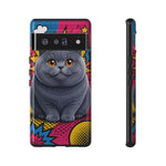 British Shorthair Round Pop Art Tough Phone Case