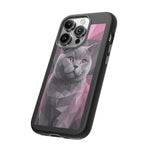 British Shorthair Geometric Portrait Tough Phone Case - Pink Gray Poly