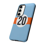 Copy of Blue Orange Number 20 Retro Racing Stripe Tough Phone Case Cover