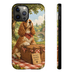 Cocker Spaniel Picnic Scene phone case | vintage dog art
