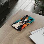 Boston Terrier Pop-Art Portrait Tough Phone Case - Teal Orange