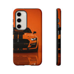 Orange Mustang Art Phone Case, GT500 American Muscle Car Tough Cover for Male