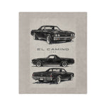1969 El Camino Classic Car Illustration Blanket Microfiber Velveteen Throw