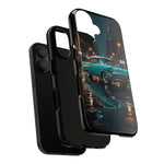 Vintage Teal 1957 Bel Air Classic Car Tough Case | Retro Rainy City Phone Cover