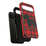 Scottish Terrier Silhouette Plaid Art Tough Phone Case