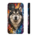 Alaskan Malamute Portrait Tough Phone Case - Vivid Paint Splatter