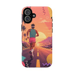 Retro Runner Sunset phone case | 80s Vaporwave jogging design