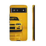 Yellow Skyline Phone Case, R34 GTR 90s JDM Legend Tough Cover for Men Gift