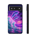Neon Dolphin Ocean Vaporwave Art Tough Phone Case