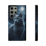 Russian Blue Cat Silver Moonlight Art Tough Phone Case